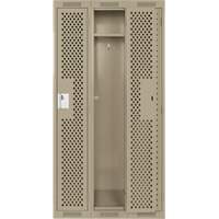 Clean Line Lockers, Bank of 3, 36" x 12" x 72", Steel, Beige, Rivet (Assembled), Perforated Waymarc Industries Inc