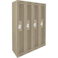 Casiers Clean Line, Bloc de 4, 48" x 12" x 72", Acier, Beige, Rivet (assembl&eacute;), Perfor&eacute; Waymarc Industries Inc