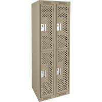 Casiers Clean Line, 2 niveaux, Bloc de 2, 24" x 15" x 72", Acier, Beige, Rivet (assembl&eacute;), Perfor&eacute; Waymarc Industries Inc
