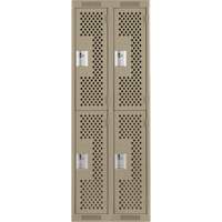 Casiers Clean Line, 2 niveaux, Bloc de 2, 24" x 15" x 72", Acier, Beige, Rivet (assembl&eacute;), Perfor&eacute; Waymarc Industries Inc