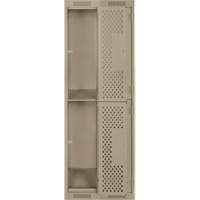Casiers Clean Line, 2 niveaux, Bloc de 2, 24" x 15" x 72", Acier, Beige, Rivet (assembl&eacute;), Perfor&eacute; Waymarc Industries Inc