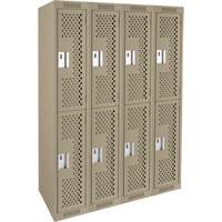 Casiers Clean Line, 2 niveaux, Bloc de 4, 48" x 15" x 72", Acier, Beige, Rivet (assembl&eacute;), Perfor&eacute; Waymarc Industries Inc