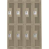 Casiers Clean Line, 2 niveaux, Bloc de 4, 48" x 15" x 72", Acier, Beige, Rivet (assembl&eacute;), Perfor&eacute; Waymarc Industries Inc