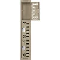 Clean Line Lockers, 3 -tier, 12" x 12" x 72", Steel, Beige, Rivet (Assembled), Perforated Waymarc Industries Inc