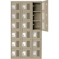 Clean-Line Perforated Lockerette, 6 -tier, Bank of 3, 15" x 72" x 12", Steel Waymarc Industries Inc