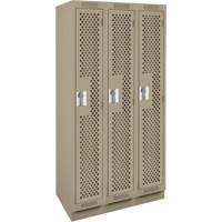 Clean Line Lockers, Bank of 3, 36" x 18" x 76", Steel, Beige, Rivet (Assembled), Perforated Waymarc Industries Inc