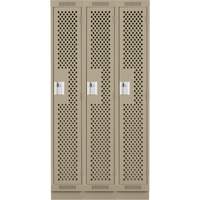 Clean Line Lockers, Bank of 3, 36" x 18" x 76", Steel, Beige, Rivet (Assembled), Perforated Waymarc Industries Inc