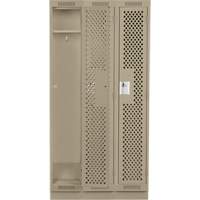 Clean Line Lockers, Bank of 3, 36" x 18" x 76", Steel, Beige, Rivet (Assembled), Perforated Waymarc Industries Inc