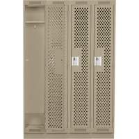 Clean Line Lockers, Bank of 4, 48" x 18" x 76", Steel, Beige, Rivet (Assembled), Perforated Waymarc Industries Inc