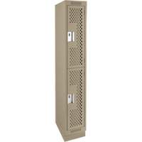 Clean Line Lockers, 2 -tier, 12" x 15" x 76", Steel, Beige, Rivet (Assembled), Perforated Waymarc Industries Inc