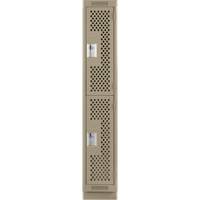 Clean Line Lockers, 2 -tier, 12" x 15" x 76", Steel, Beige, Rivet (Assembled), Perforated Waymarc Industries Inc