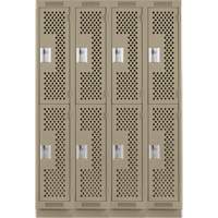 Clean Line Lockers, 2 -tier, Bank of 4, 48" x 15" x 76", Steel, Beige, Rivet (Assembled), Perforated Waymarc Industries Inc