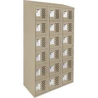 Assembled Lockerettes Clean Line Perforated Economy Lockers, 6 -tier, Bank of 3, 18" x 72" x 12", Steel Waymarc Industries Inc