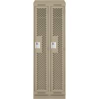 Clean Line Lockers, Bank of 2, 24" x 12" x 82", Steel, Beige, Rivet (Assembled), Perforated Waymarc Industries Inc