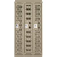 Clean Line Lockers, Bank of 3, 36" x 12" x 82", Steel, Beige, Rivet (Assembled), Perforated Waymarc Industries Inc