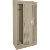 Clean Line Lockers, Bank of 3, 36" x 12" x 82", Steel, Beige, Rivet (Assembled), Perforated Waymarc Industries Inc