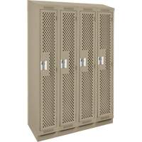 Clean Line Lockers, Bank of 4, 48" x 12" x 82", Steel, Beige, Rivet (Assembled), Perforated Waymarc Industries Inc