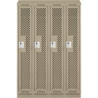 Clean Line Lockers, Bank of 4, 48" x 12" x 82", Steel, Beige, Rivet (Assembled), Perforated Waymarc Industries Inc