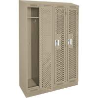 Clean Line Lockers, Bank of 4, 48" x 12" x 82", Steel, Beige, Rivet (Assembled), Perforated Waymarc Industries Inc