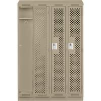 Clean Line Lockers, Bank of 4, 48" x 12" x 82", Steel, Beige, Rivet (Assembled), Perforated Waymarc Industries Inc