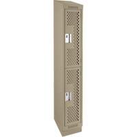 Clean Line Lockers, 2 -tier, 12" x 15" x 82", Steel, Beige, Rivet (Assembled), Perforated Waymarc Industries Inc