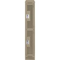 Clean Line Lockers, 2 -tier, 12" x 15" x 82", Steel, Beige, Rivet (Assembled), Perforated Waymarc Industries Inc