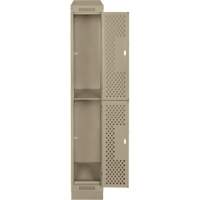 Clean Line Lockers, 2 -tier, 12" x 15" x 82", Steel, Beige, Rivet (Assembled), Perforated Waymarc Industries Inc