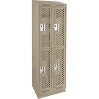 Clean Line Lockers, 2 -tier, Bank of 2, 24" x 15" x 82", Steel, Beige, Rivet (Assembled), Perforated Waymarc Industries Inc