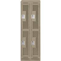 Clean Line Lockers, 2 -tier, Bank of 2, 24" x 15" x 82", Steel, Beige, Rivet (Assembled), Perforated Waymarc Industries Inc