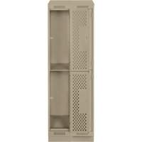 Clean Line Lockers, 2 -tier, Bank of 2, 24" x 15" x 82", Steel, Beige, Rivet (Assembled), Perforated Waymarc Industries Inc