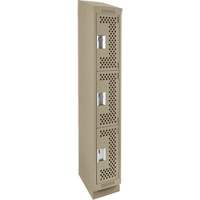 Clean Line Lockers, 3 -tier, 12" x 12" x 82", Steel, Beige, Rivet (Assembled), Perforated Waymarc Industries Inc