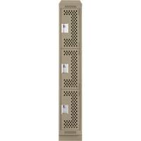 Clean Line Lockers, 3 -tier, 12" x 12" x 82", Steel, Beige, Rivet (Assembled), Perforated Waymarc Industries Inc