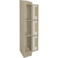 Clean Line Lockers, 3 -tier, 12" x 12" x 82", Steel, Beige, Rivet (Assembled), Perforated Waymarc Industries Inc