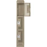 Clean Line Lockers, 3 -tier, 12" x 12" x 82", Steel, Beige, Rivet (Assembled), Perforated Waymarc Industries Inc