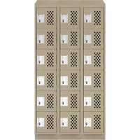 Assembled Lockerettes Clean Line Perforated Economy Lockers, 6 -tier, Bank of 3, 18" x 72" x 12", Steel Waymarc Industries Inc