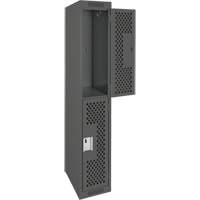 Clean Line™ Lockers, 2 -tier, 12" x 15" x 72", Steel, Charcoal, Rivet (Assembled), Perforated FK816 | Waymarc Industries Inc