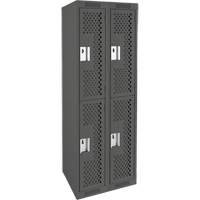 Casiers Clean Line, 2 niveaux, Bloc de 2, 24" x 15" x 72", Acier, Charbon, Rivet (assembl&eacute;), Perfor&eacute; Waymarc Industries Inc