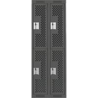 Casiers Clean Line, 2 niveaux, Bloc de 2, 24" x 15" x 72", Acier, Charbon, Rivet (assembl&eacute;), Perfor&eacute; Waymarc Industries Inc