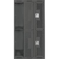 Clean Line Lockers, 2 -tier, Bank of 3, 36" x 12" x 72", Steel, Charcoal, Rivet (Assembled), Perforated Waymarc Industries Inc