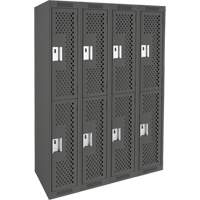 Casiers Clean Line, 2 niveaux, Bloc de 4, 48" x 15" x 72", Acier, Charbon, Rivet (assembl&eacute;), Perfor&eacute; Waymarc Industries Inc