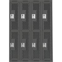 Casiers Clean Line, 2 niveaux, Bloc de 4, 48" x 15" x 72", Acier, Charbon, Rivet (assembl&eacute;), Perfor&eacute; Waymarc Industries Inc
