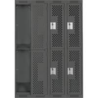 Casiers Clean Line, 2 niveaux, Bloc de 4, 48" x 15" x 72", Acier, Charbon, Rivet (assembl&eacute;), Perfor&eacute; Waymarc Industries Inc