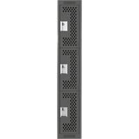 Clean Line Lockers, 3 -tier, 12" x 12" x 72", Steel, Charcoal, Rivet (Assembled), Perforated Waymarc Industries Inc