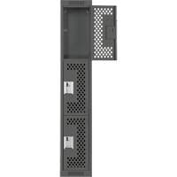 Clean Line Lockers, 3 -tier, 12" x 12" x 72", Steel, Charcoal, Rivet (Assembled), Perforated Waymarc Industries Inc