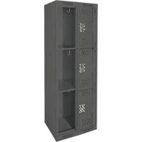 Clean Line Lockers, 3 -tier, Bank of 2, 24" x 12" x 72", Steel, Charcoal, Rivet (Assembled), Perforated Waymarc Industries Inc