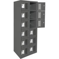Clean-Line Perforated Lockerette, 6 -tier, Bank of 2, 15" x 72" x 12", Steel Waymarc Industries Inc