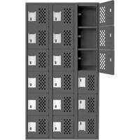 Clean-Line Perforated Lockerette, 6 -tier, Bank of 3, 15" x 72" x 12", Steel Waymarc Industries Inc