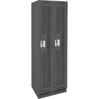 Clean Line Lockers, Bank of 2, 24" x 18" x 76", Steel, Charcoal, Rivet (Assembled), Perforated Waymarc Industries Inc