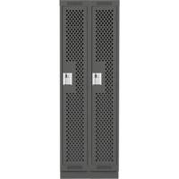 Clean Line Lockers, Bank of 2, 24" x 18" x 76", Steel, Charcoal, Rivet (Assembled), Perforated Waymarc Industries Inc