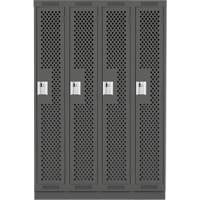 Clean Line Lockers, Bank of 4, 48" x 18" x 76", Steel, Charcoal, Rivet (Assembled), Perforated Waymarc Industries Inc